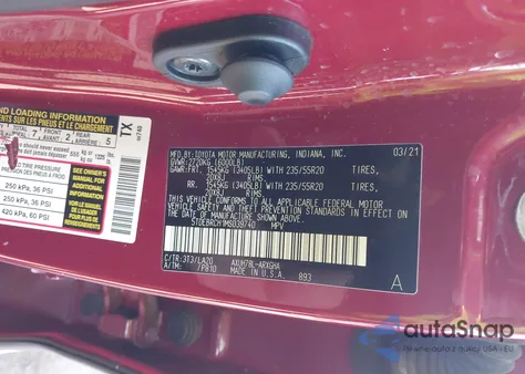 2021 Toyota Highlander Hybrid Platinum from USA, damaged, VIN 5TDEBRCH1MS039740